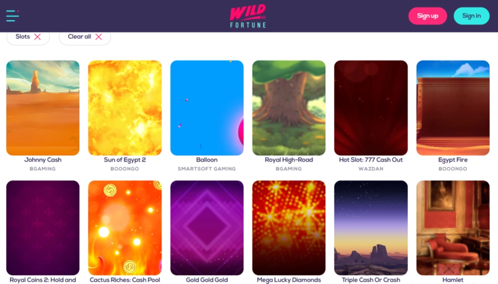 Wild Fortune Variety of Casino Games Available